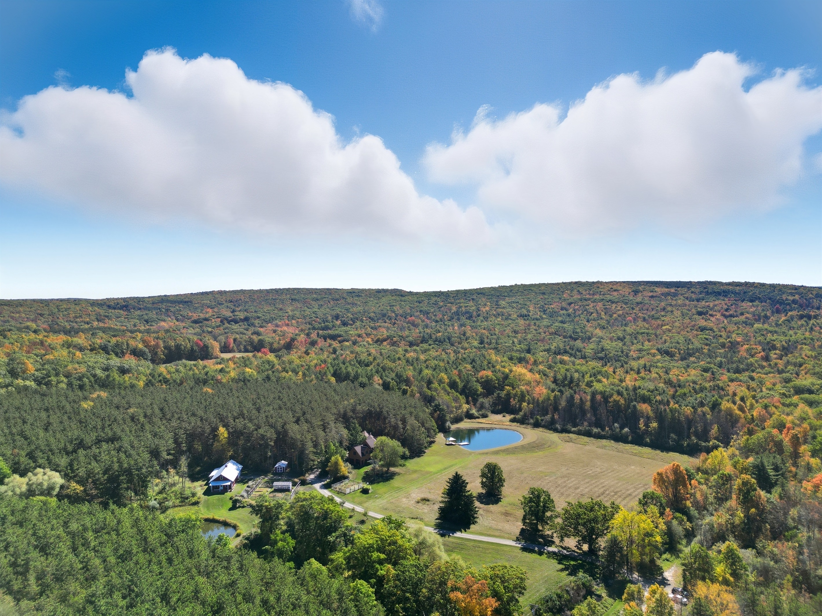 Escape to your own private retreat surrounded by rolling hills and forest. This stunning property features a spring-fed pond with a dock, wide-open meadows, and total privacy—perfect for relax