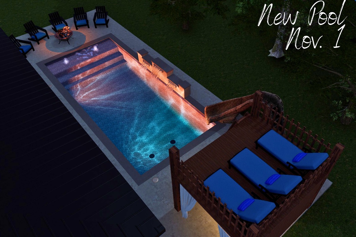 When the sun sets, the pool comes alive. Night swims never looked so good. New pool coming Nov. 1!