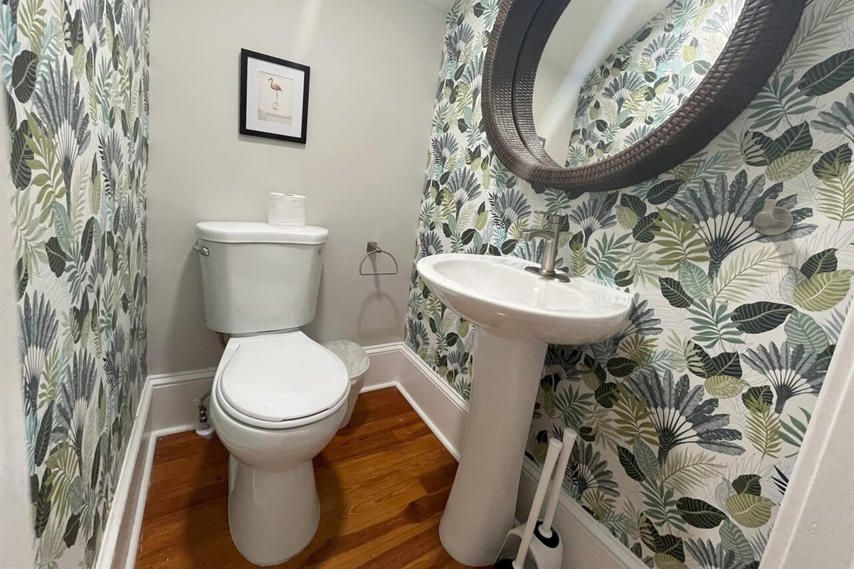 The powder room and shower in these photos are actually located in two separate areas. (The house has the equivilant of 3 full bathrooms spread out into 4 individual spaces.) 