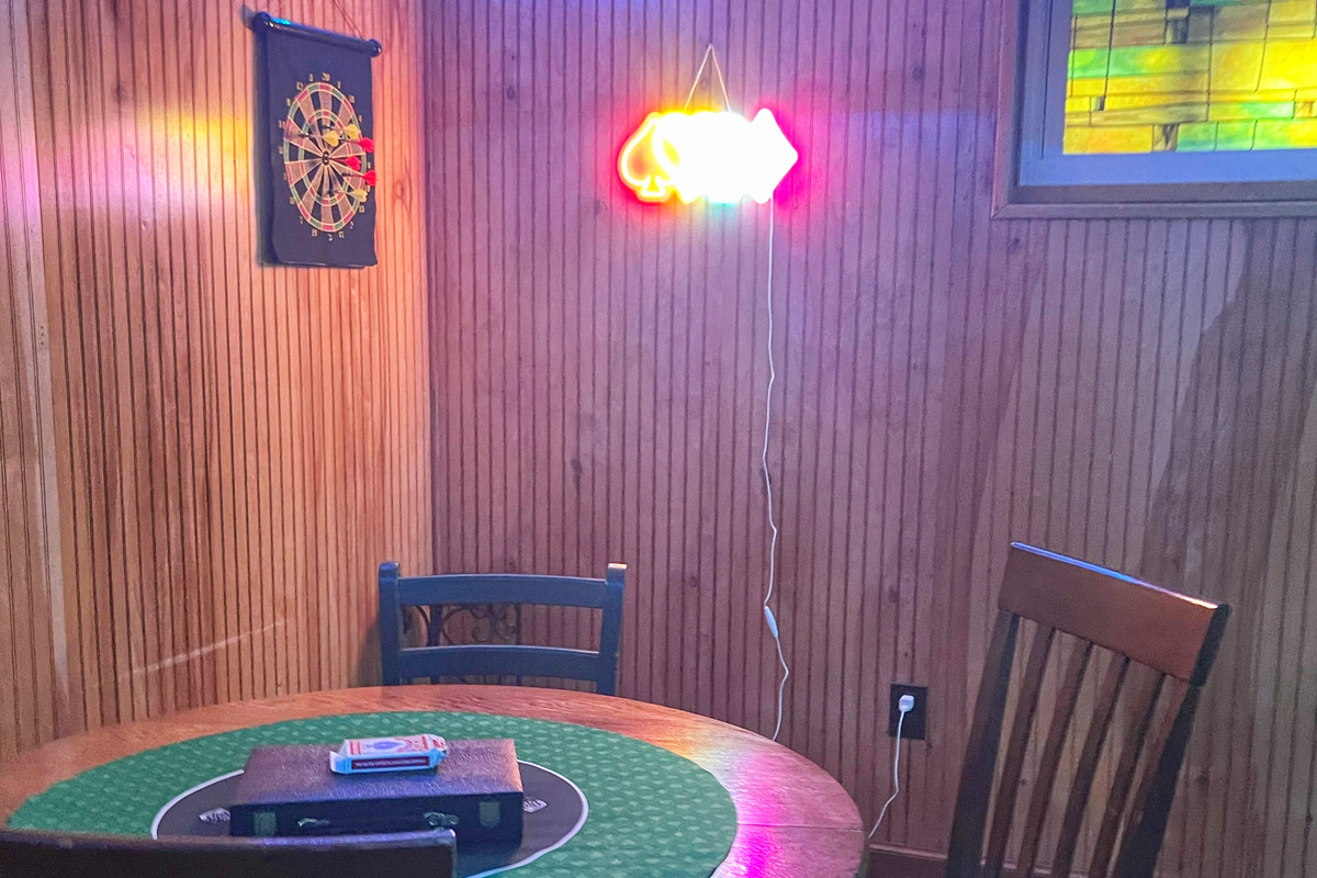 Relax downstairs with a game of pool or gather around the game table for cards, board games, or puzzles—the perfect spot to unwind after a day at the river.