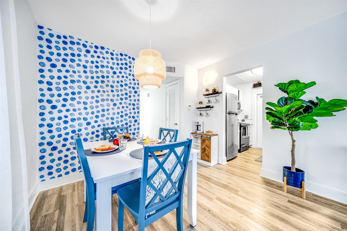 Beautiful dining area and coffee station