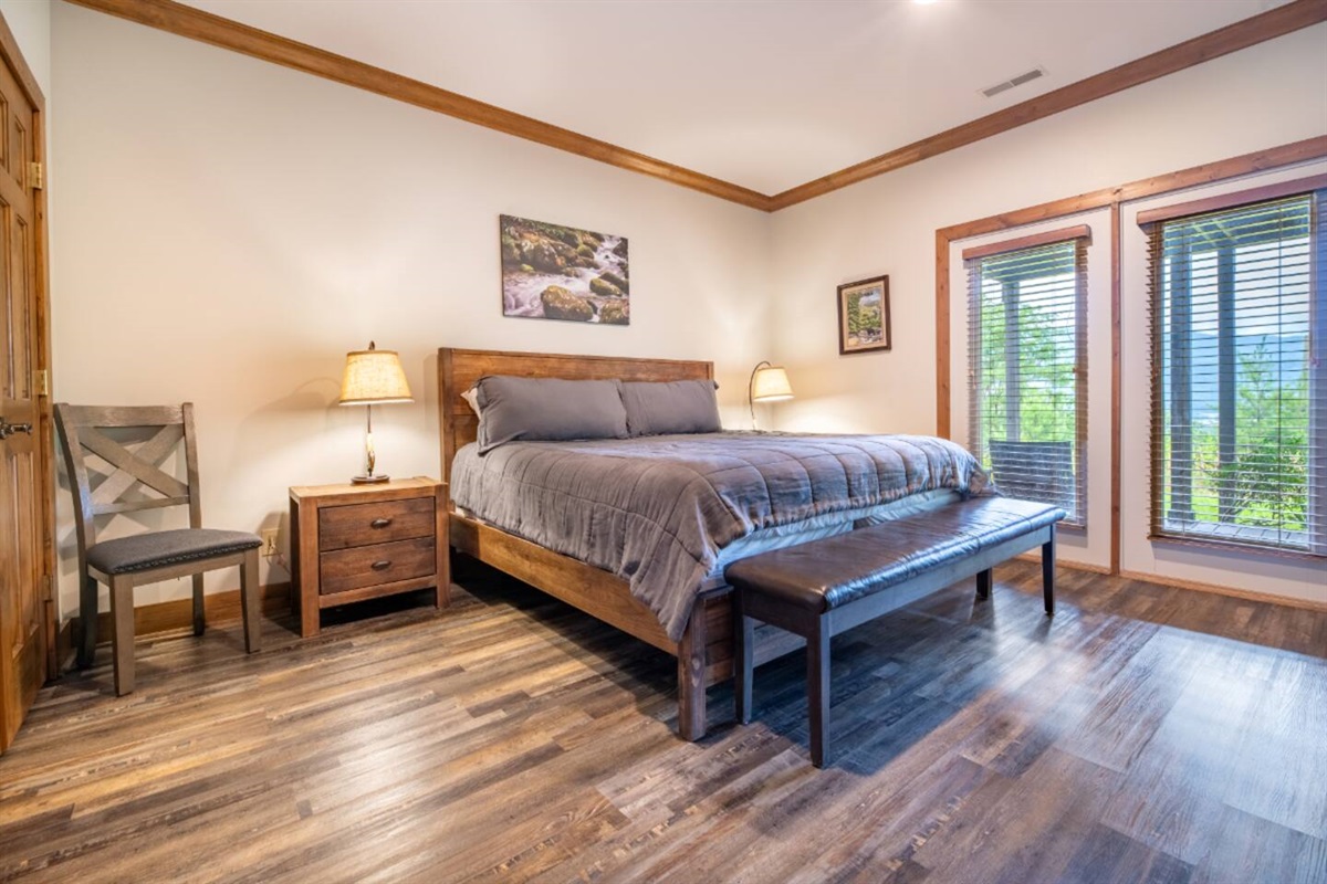 Spacious King bedroom 3 with mountain views