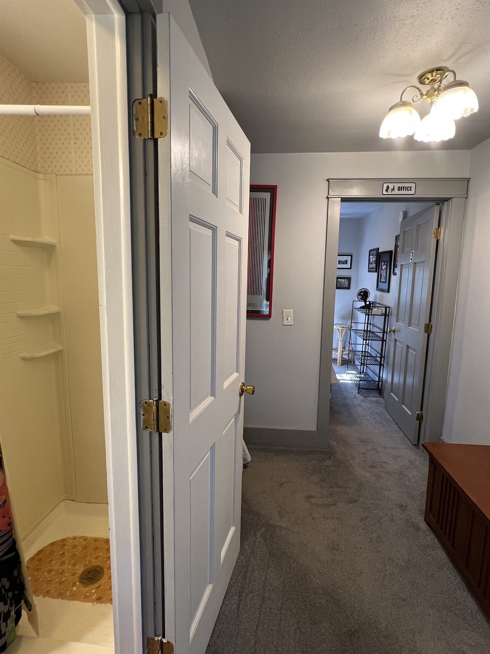 Dandelion main house view from hallway bathroom to bedroom #3.