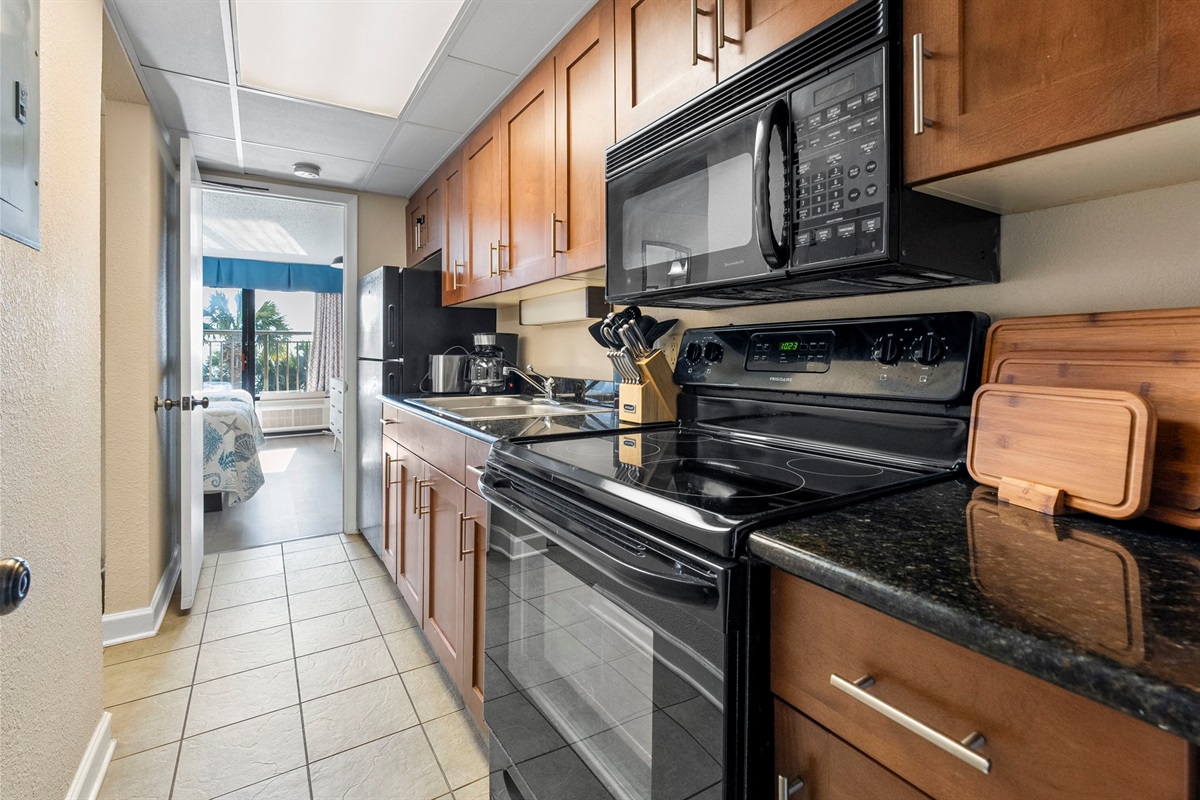 Full kitchen with oceanview