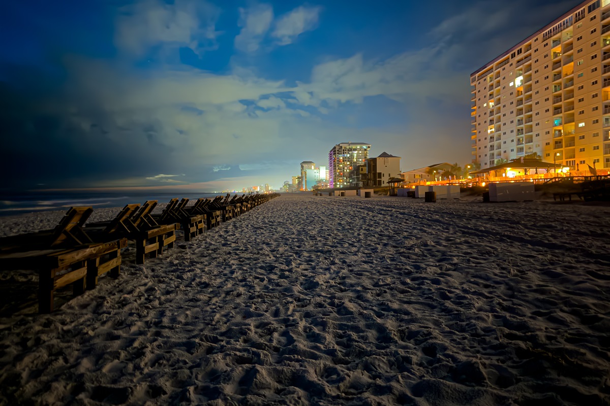 The nighttime beach will easily keep the kids entertained or perfect for a romantic stroll.