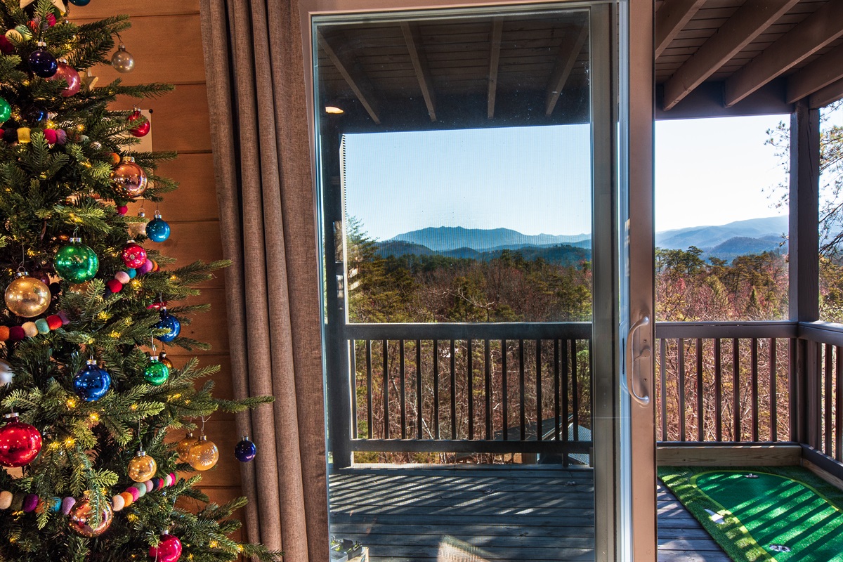 Truly stunning views from both levels through our sliding glass doors. Blackout curtains give extra privacy when needed.