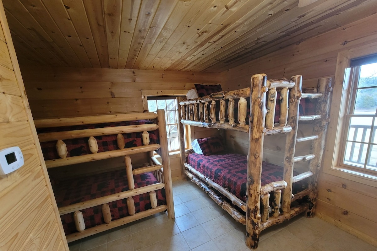 Bedroom #6 on the bottom (basement) floor. 2 twin bunk beds sleeps 4
