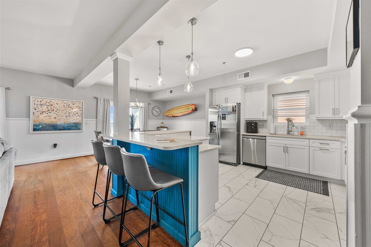 Kitchen  | Morning Sunrise | 302 Oceanview | 1116 Ocean Blvd, Isle of Palms, SC | IOP Escapes