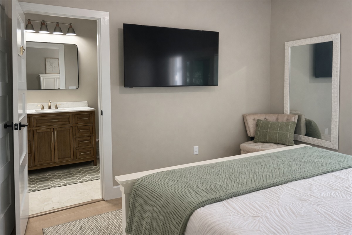 beautiful master bath with walk in closet