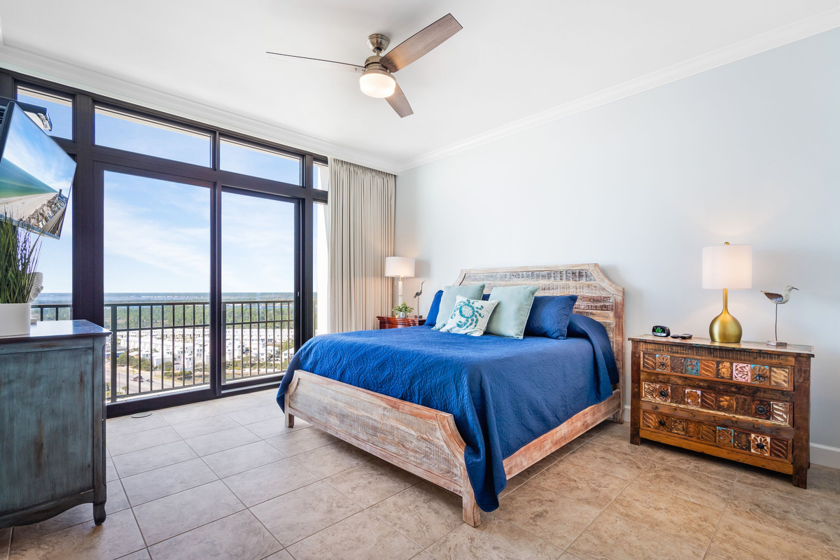 Master Bedroom with king bed, juliette balcony, & large master bath attached