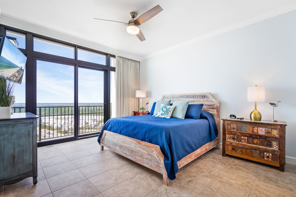 Master Bedroom with king bed, juliette balcony, & large master bath attached
