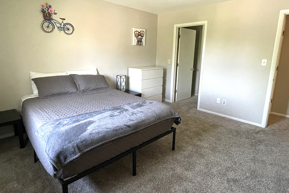 Bedroom w/ Queen Bed, Closet, and Dresser