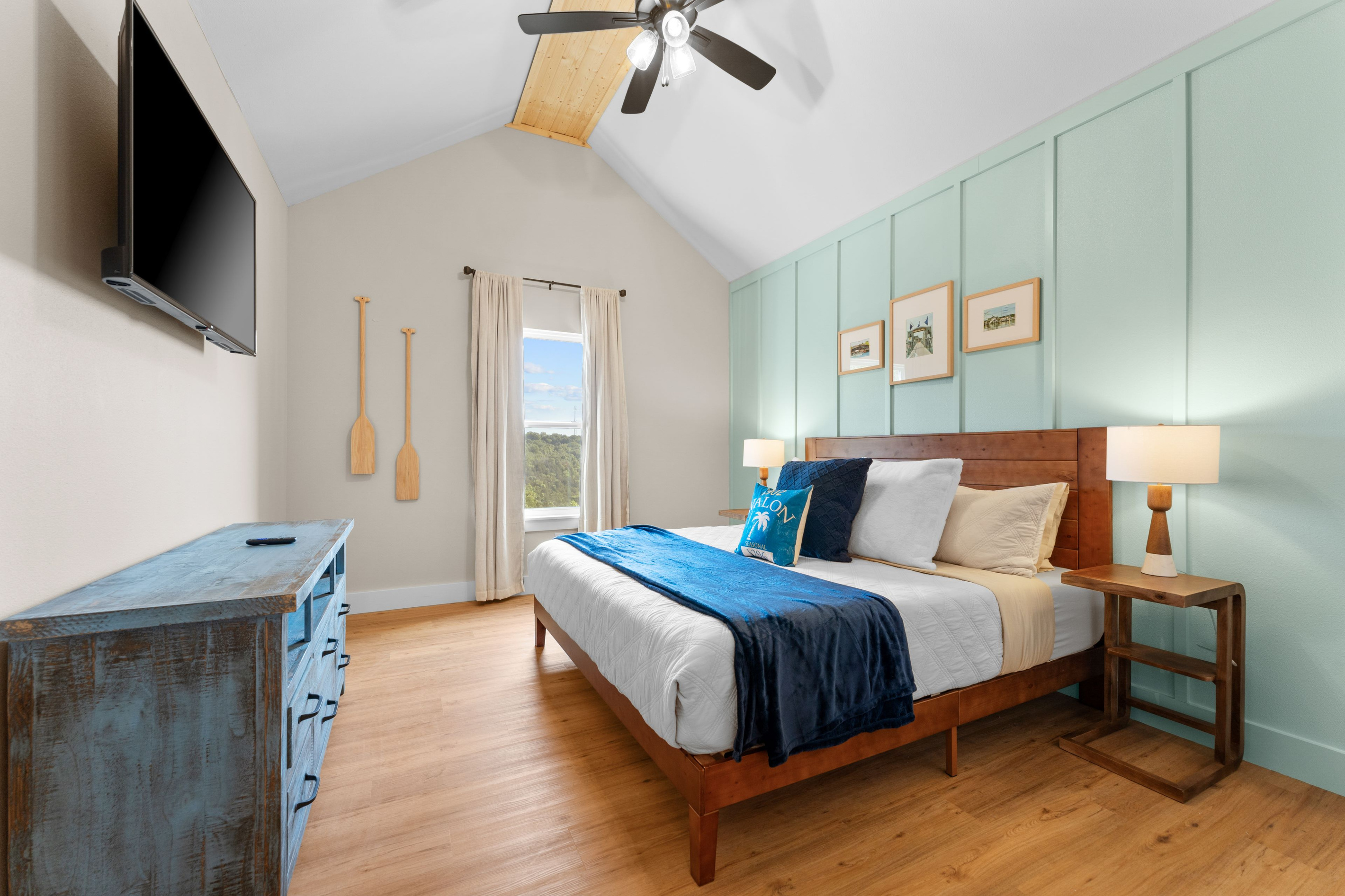 Stylish King suite with calming coastal tones