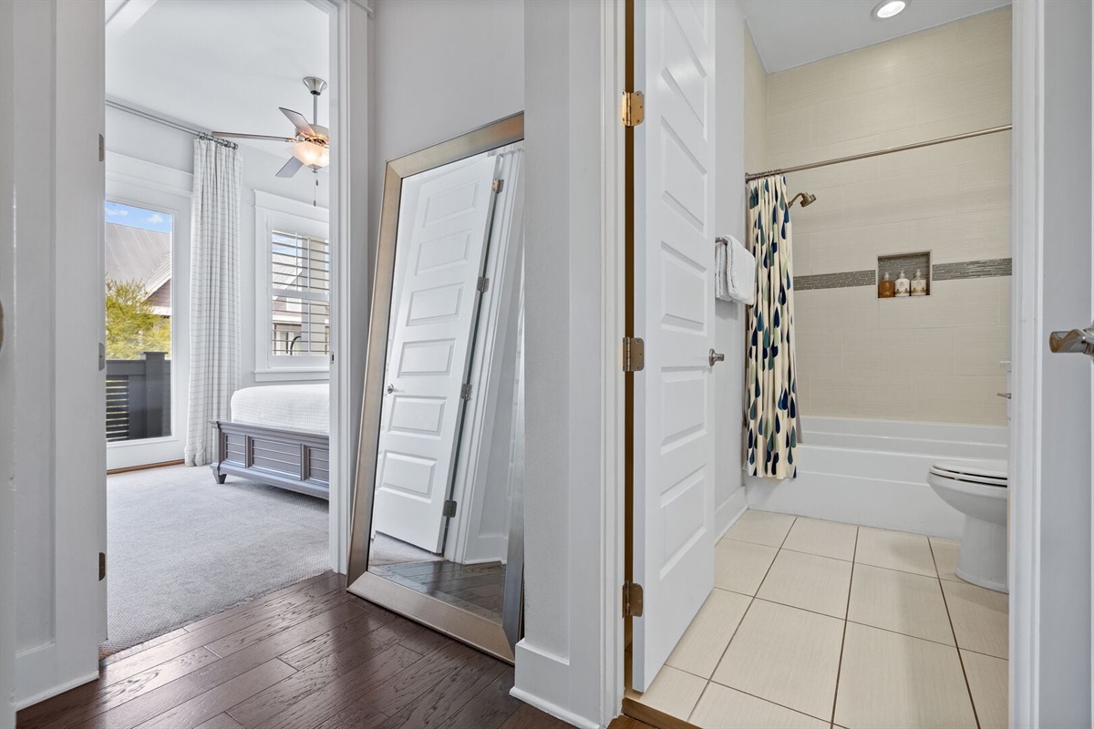 Guest bath adjacent to the bedroom.