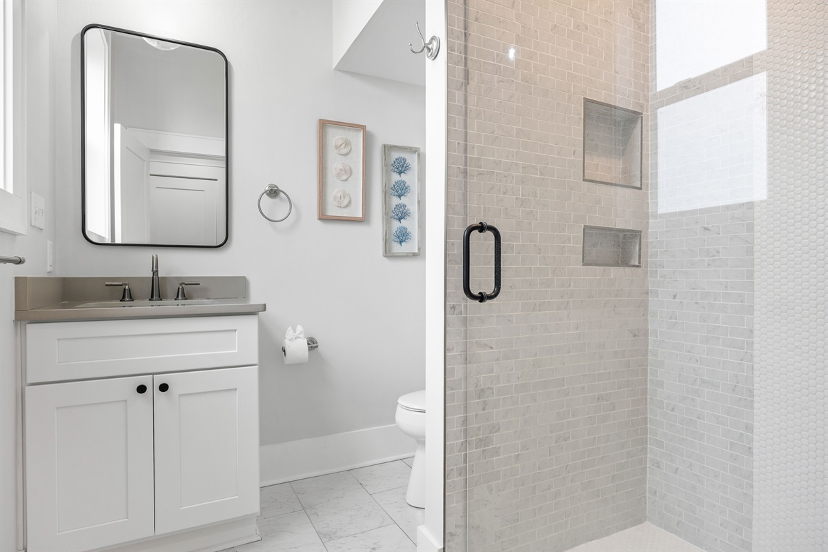 2nd Floor Shared Bathroom &ndash; Conveniently connected to the Bunk & Queen Room, this private full bath includes shower and toilet