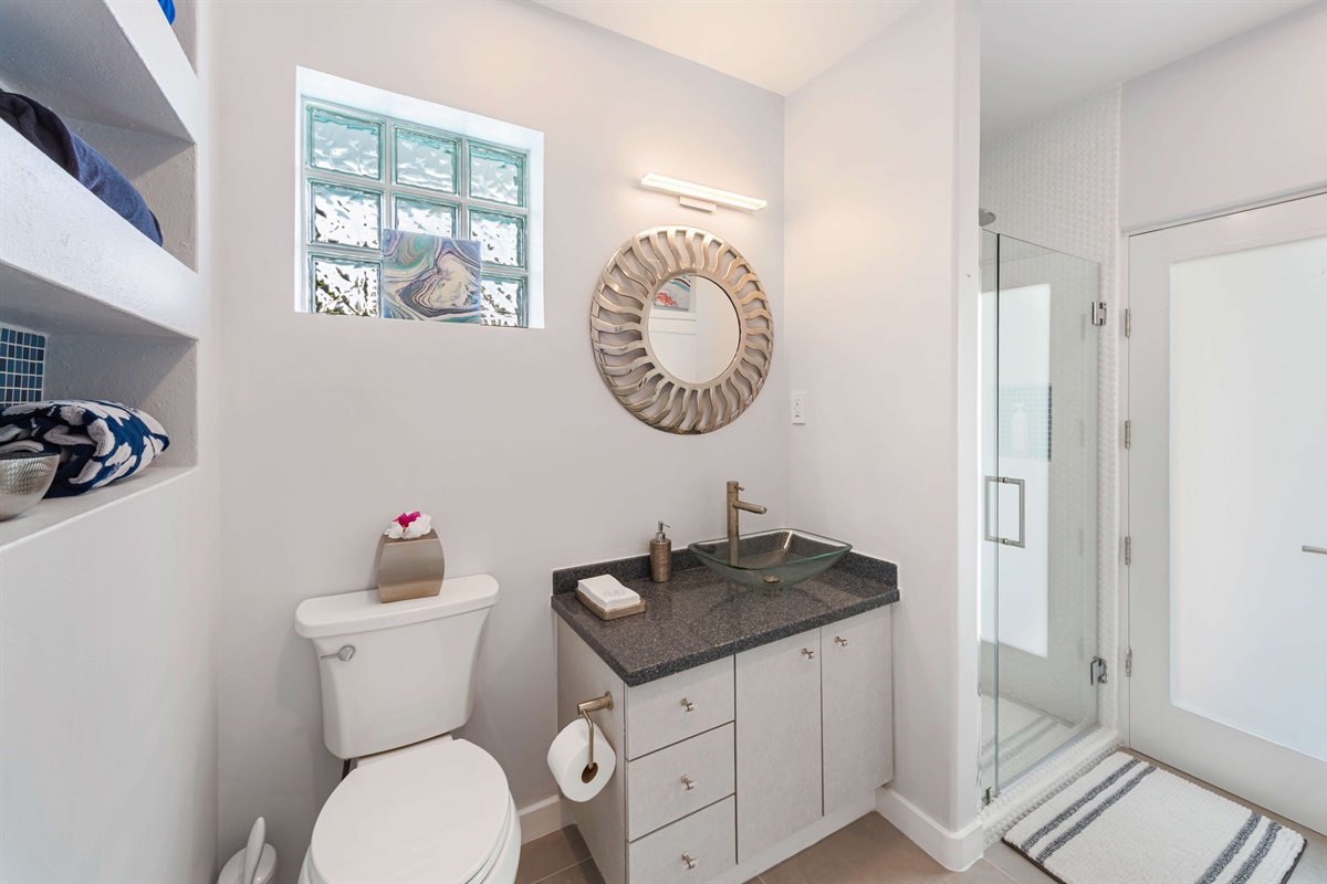 The door leads to the pool deck