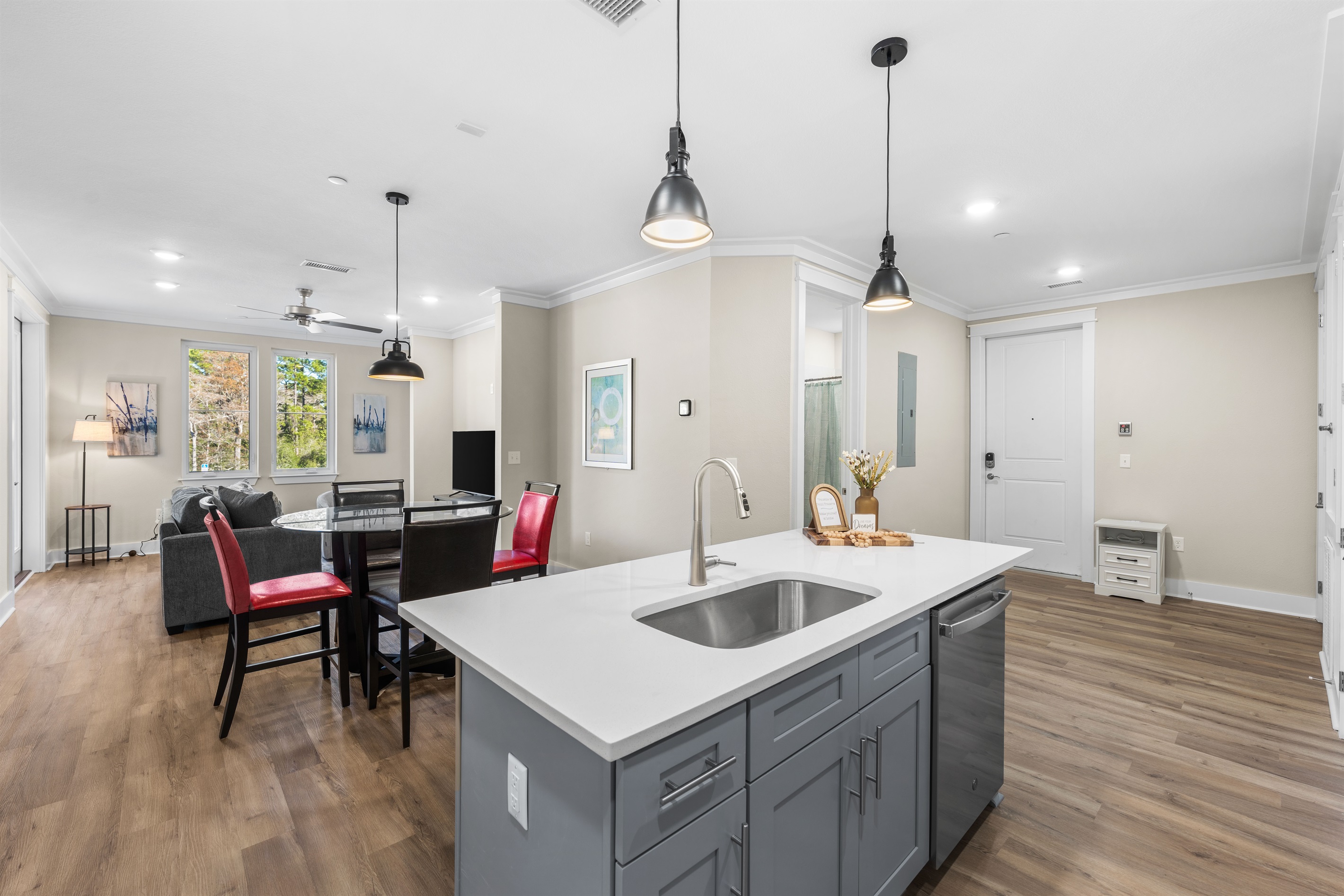 Oversee dining and living room