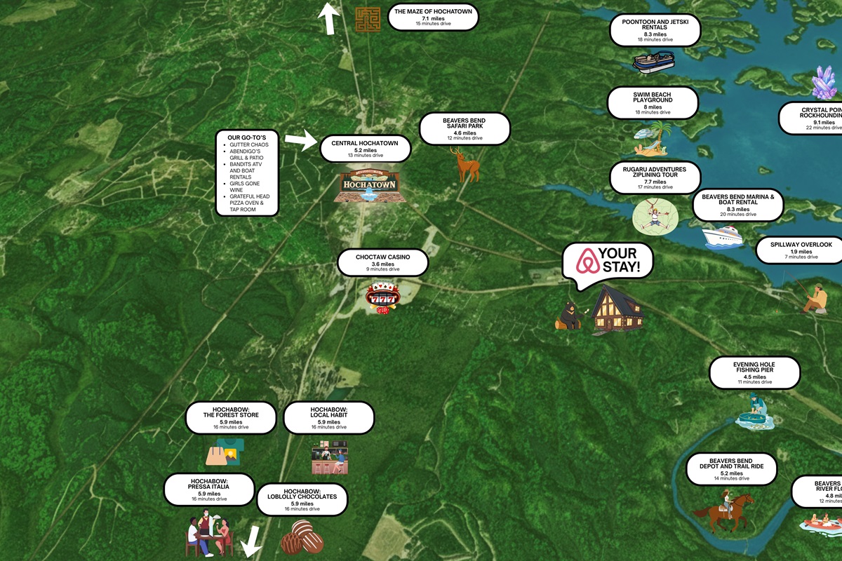 Central to everything you love about Broken Bow—nature, dining, and relaxation all nearby.