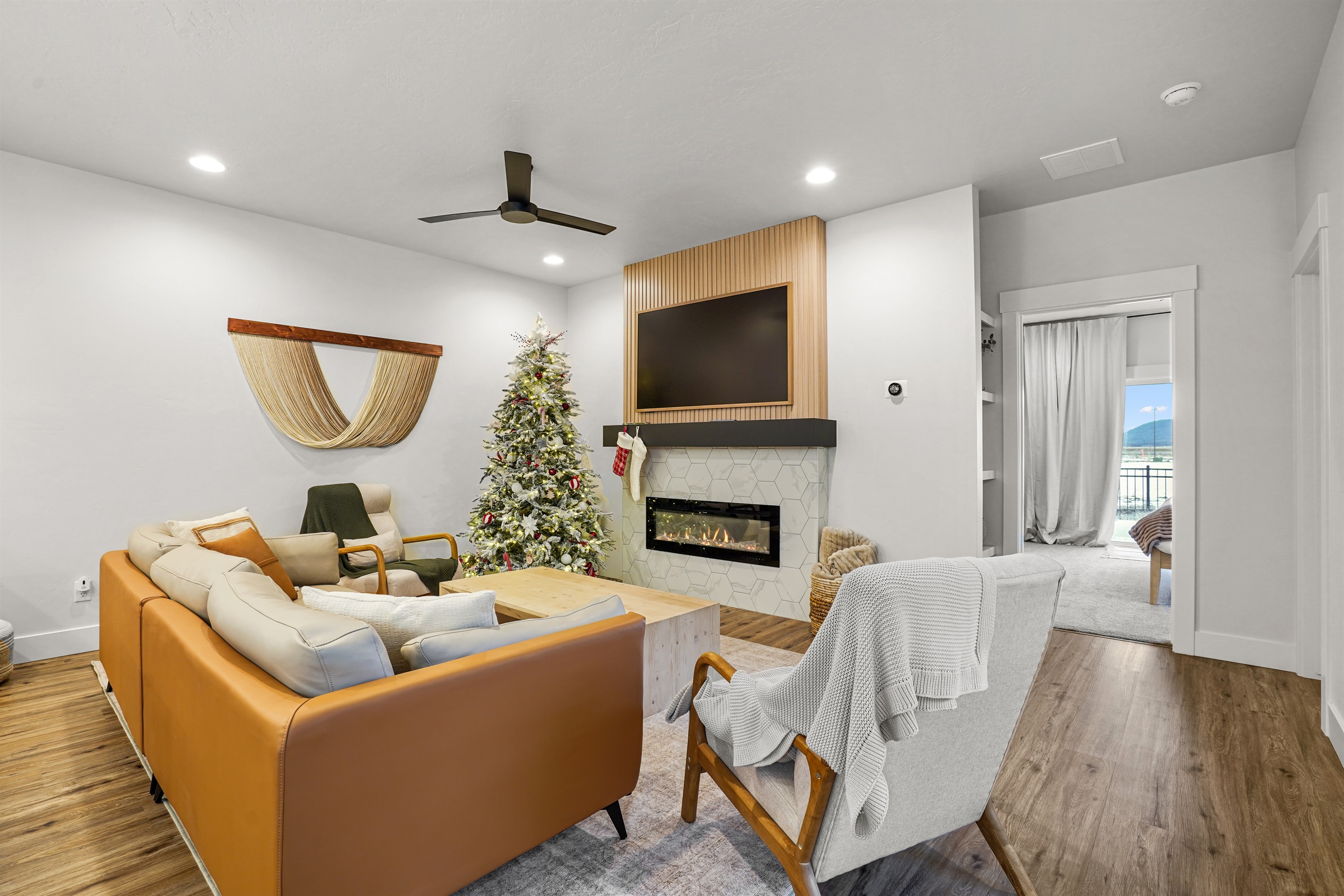 Celebrate the holidays in this beautiful open modern living area.