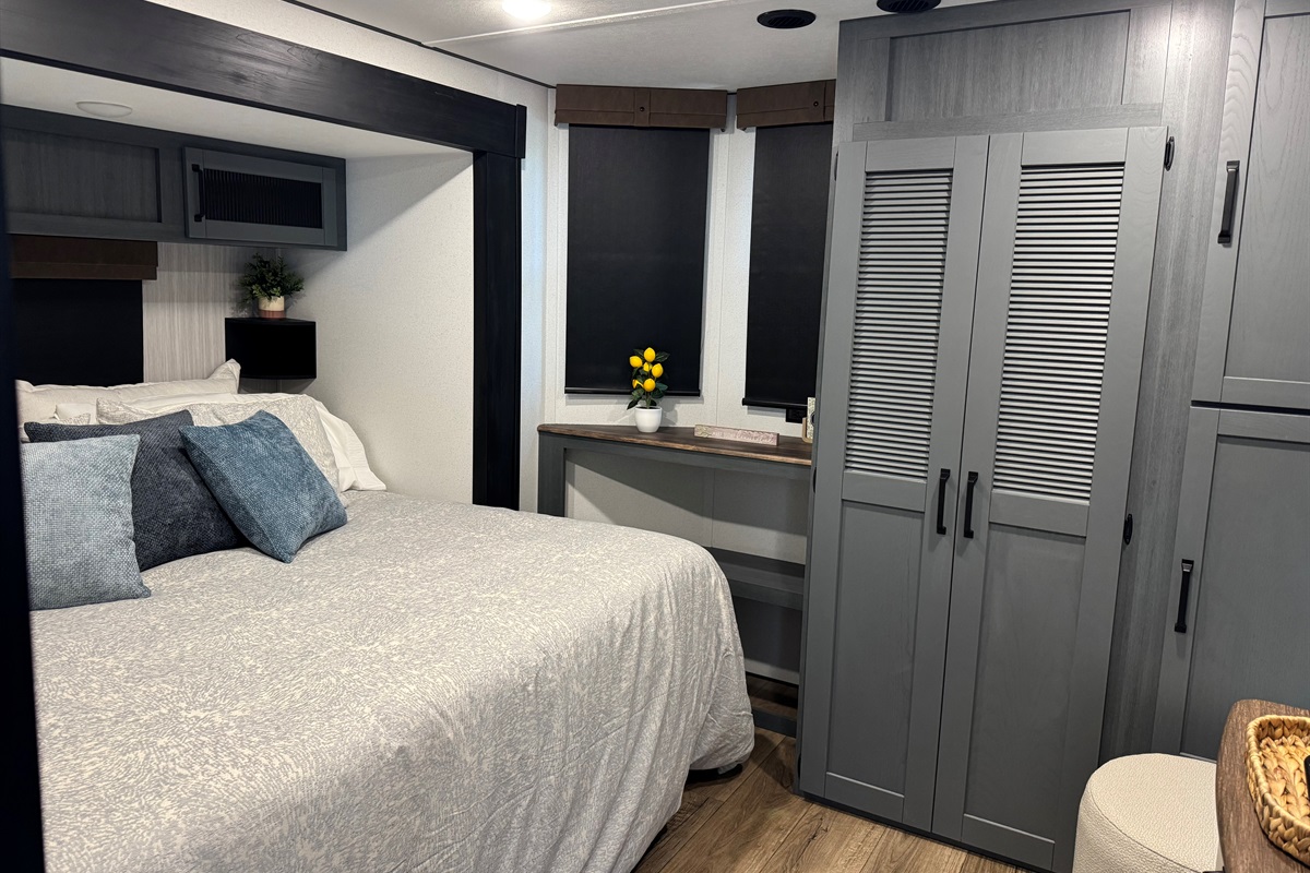 Master bedroom with a king