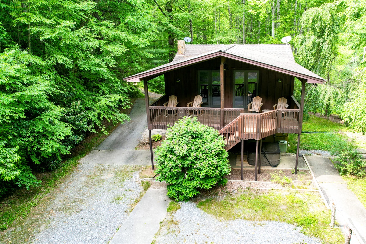 overhead view of the front of the cabin