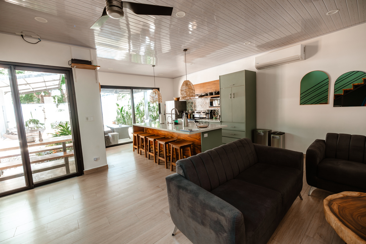 Spacious living room where you unwind after a surf.