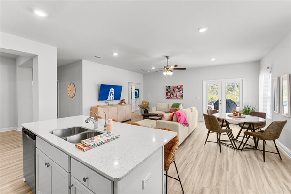 Drink purified water from the water spout next to the faucet.