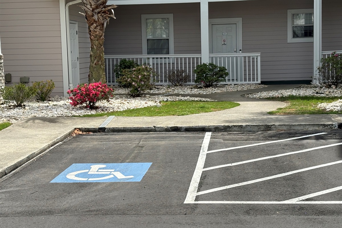 Handicap parking directly in front of the unit