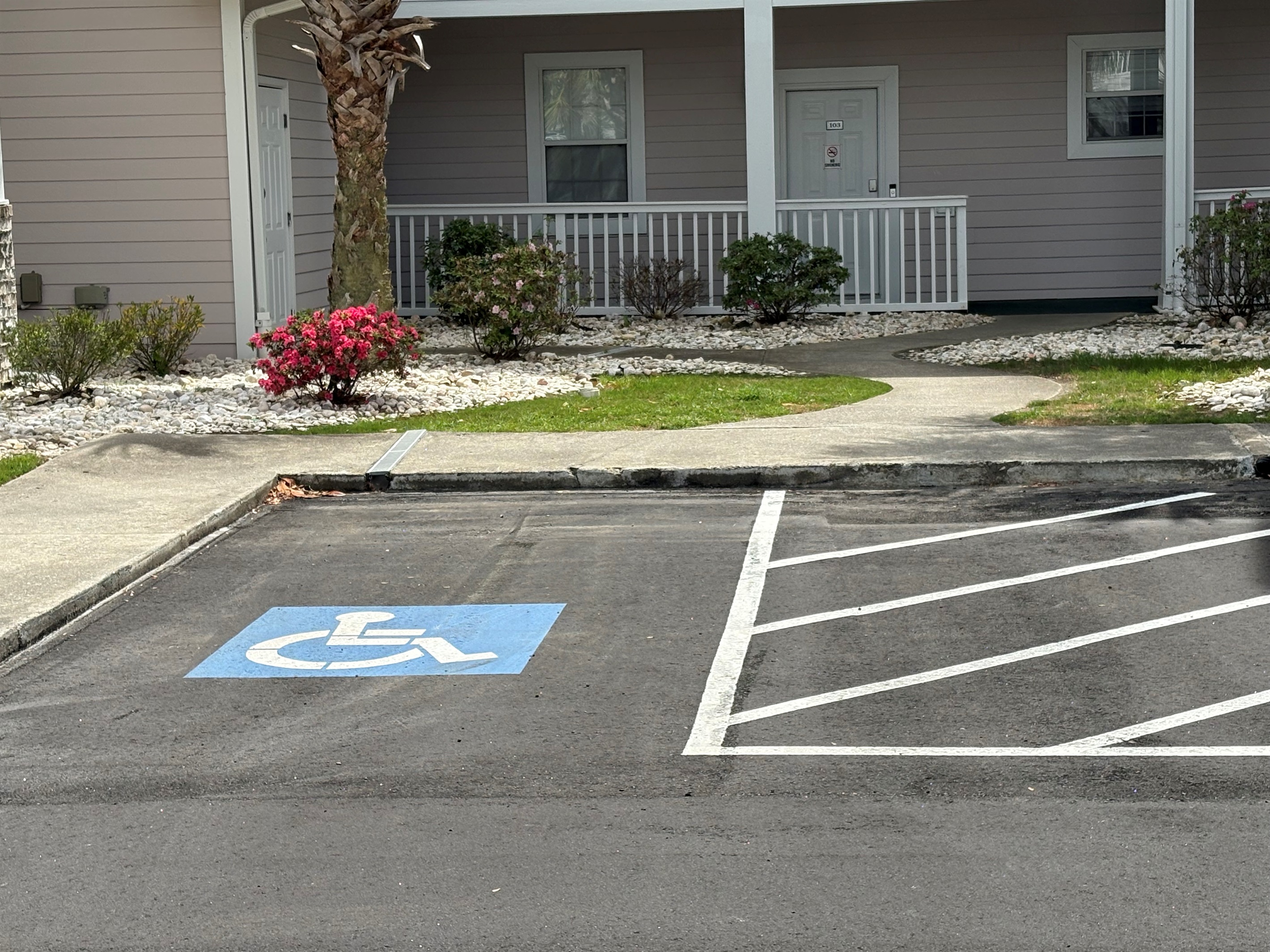 Handicap parking directly in front of the unit