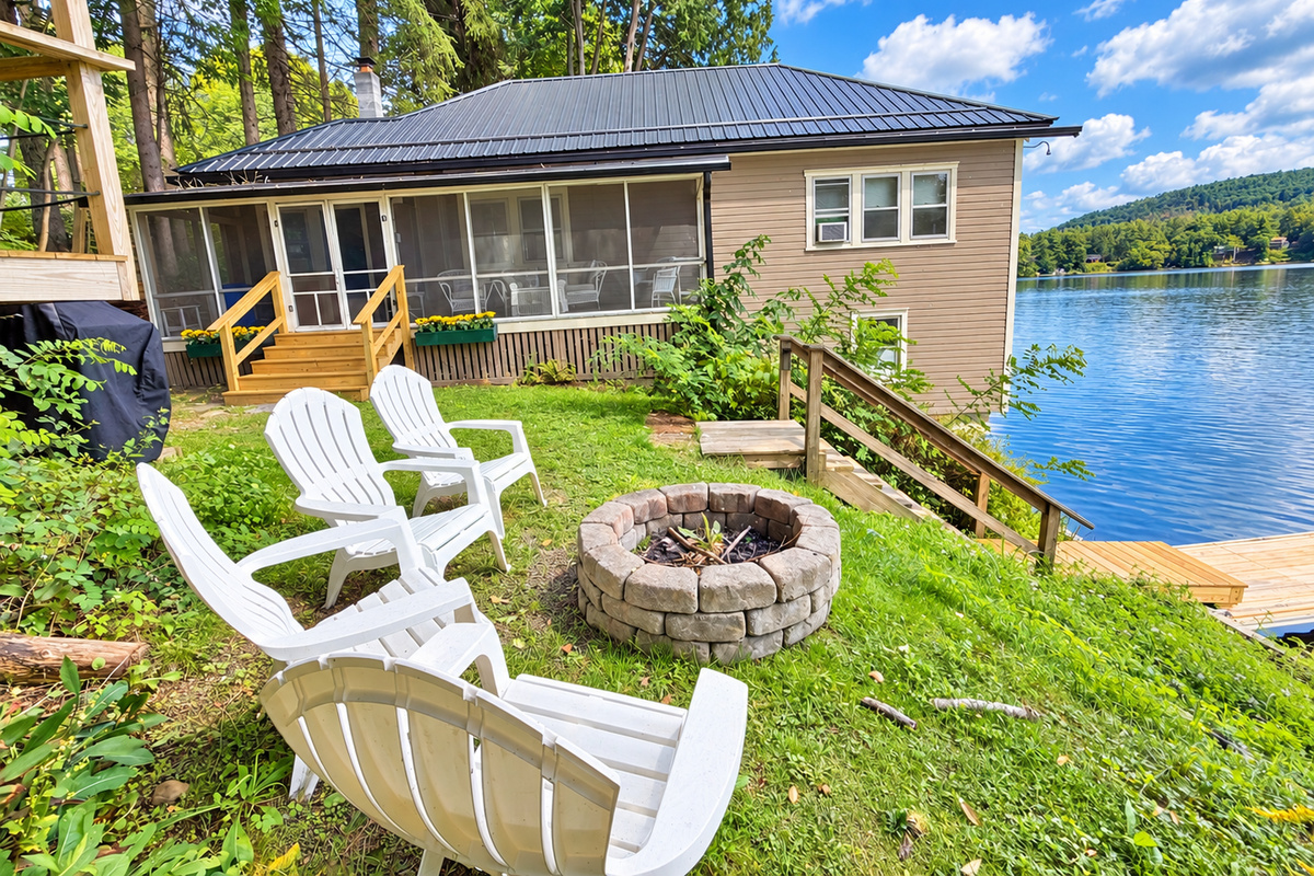 Goodyear Boathouse Firepit overlooking the water.