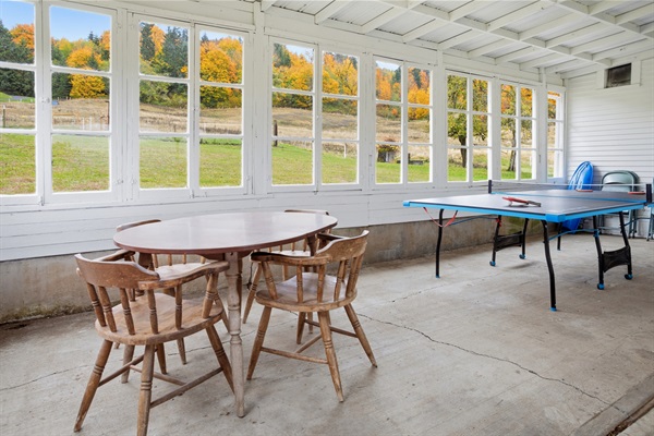 Covered Sun Porch with Ping Pong