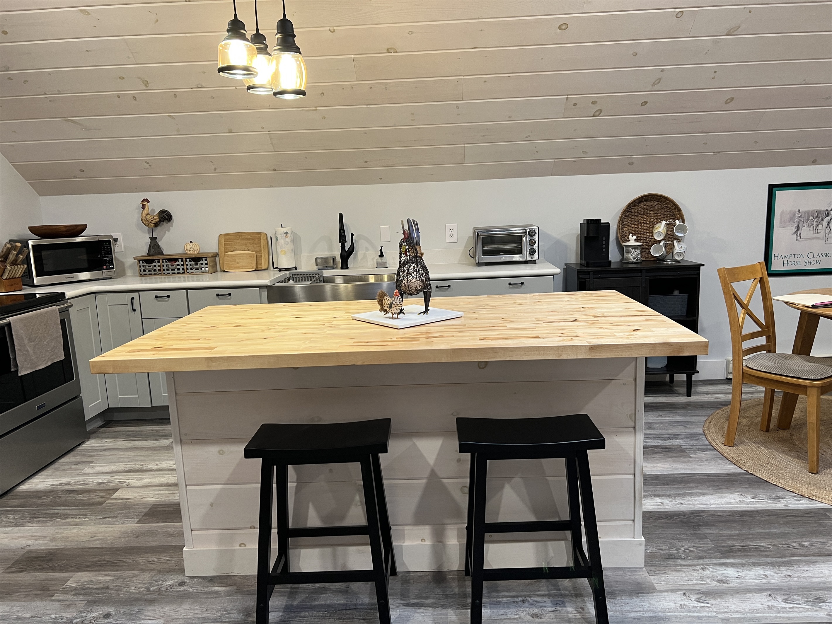 Horse Haven large kitchen island with seating.