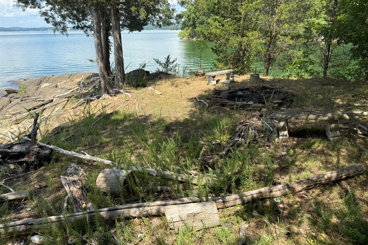 front of peninsula, location of to be built firepit and seating area