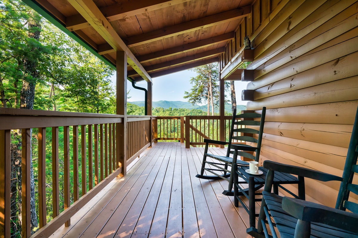 Rock your cares away on the porch.