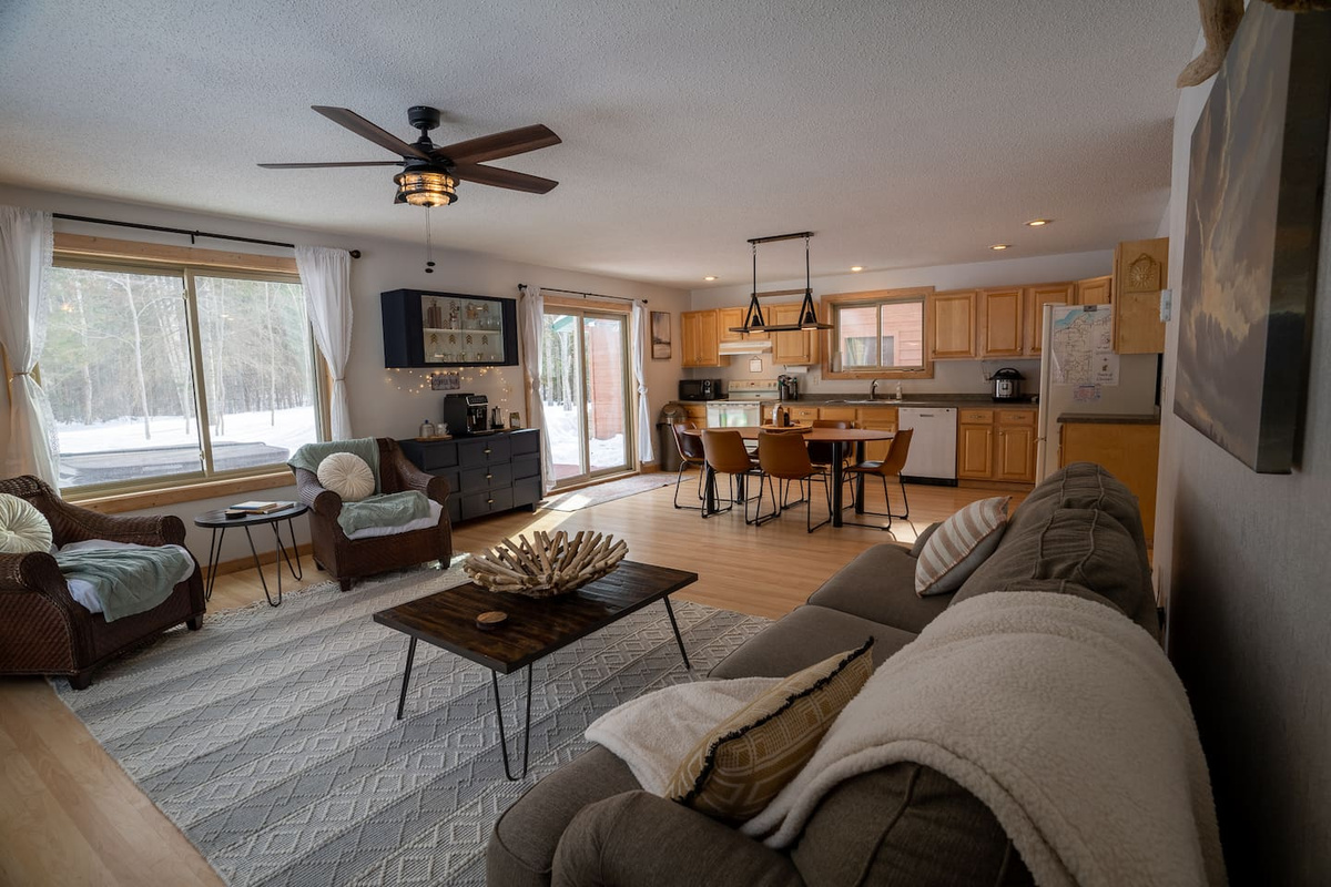We love the open plan dining and living layout.  Its perfect for those times of visiting and relaxing with the entire group.  