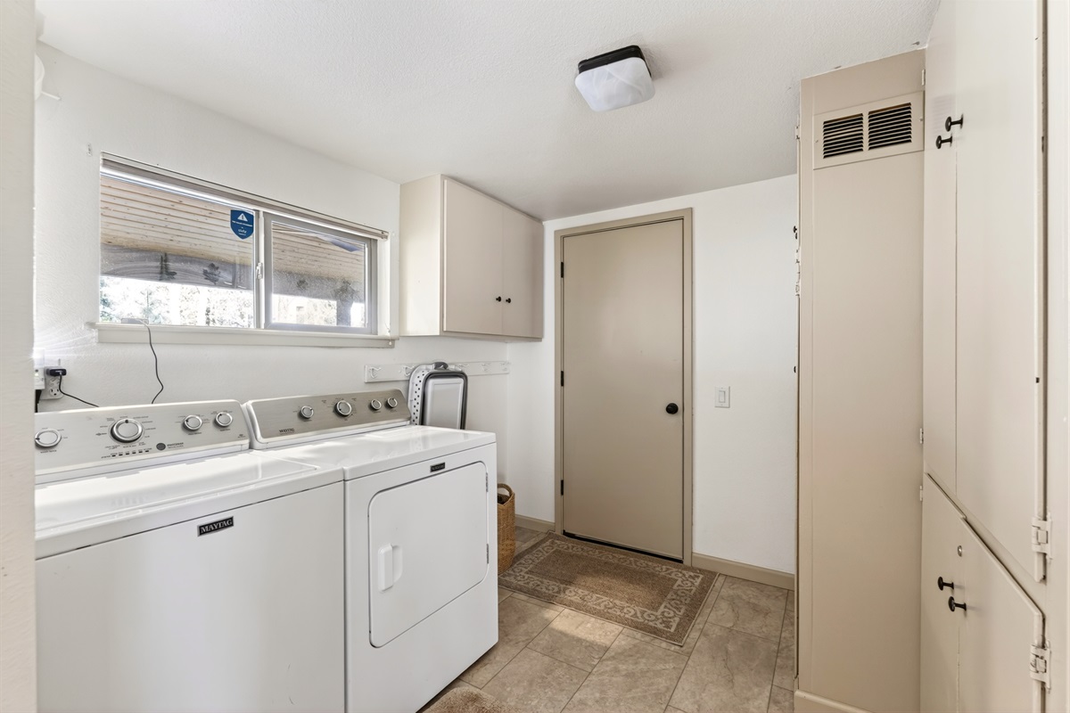 A well-stocked laundry room adds convenience to your stay, with everything you need for longer visits or post-adventure refreshes.
