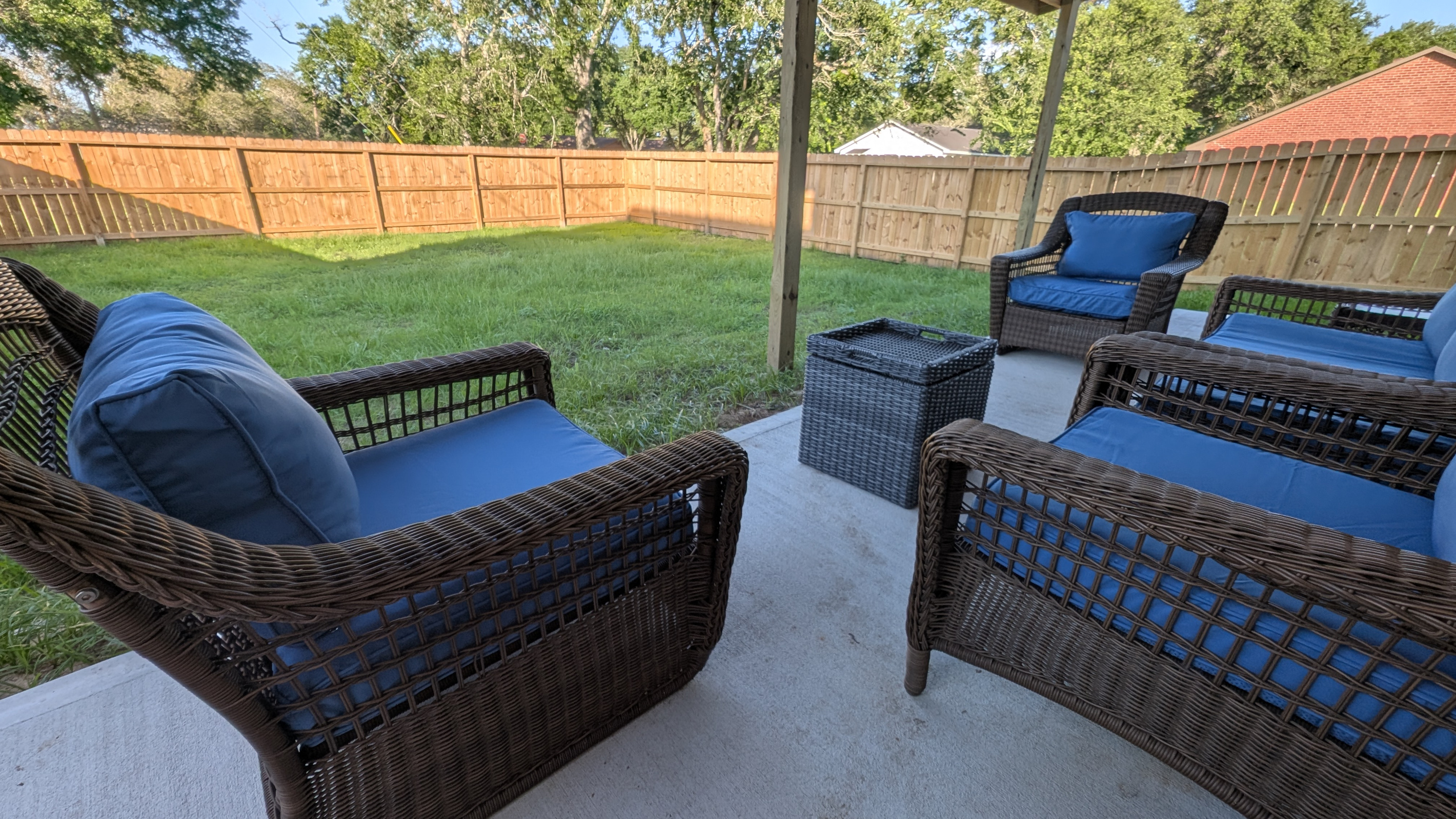 Kids and pets can play the large fenced yard. 
