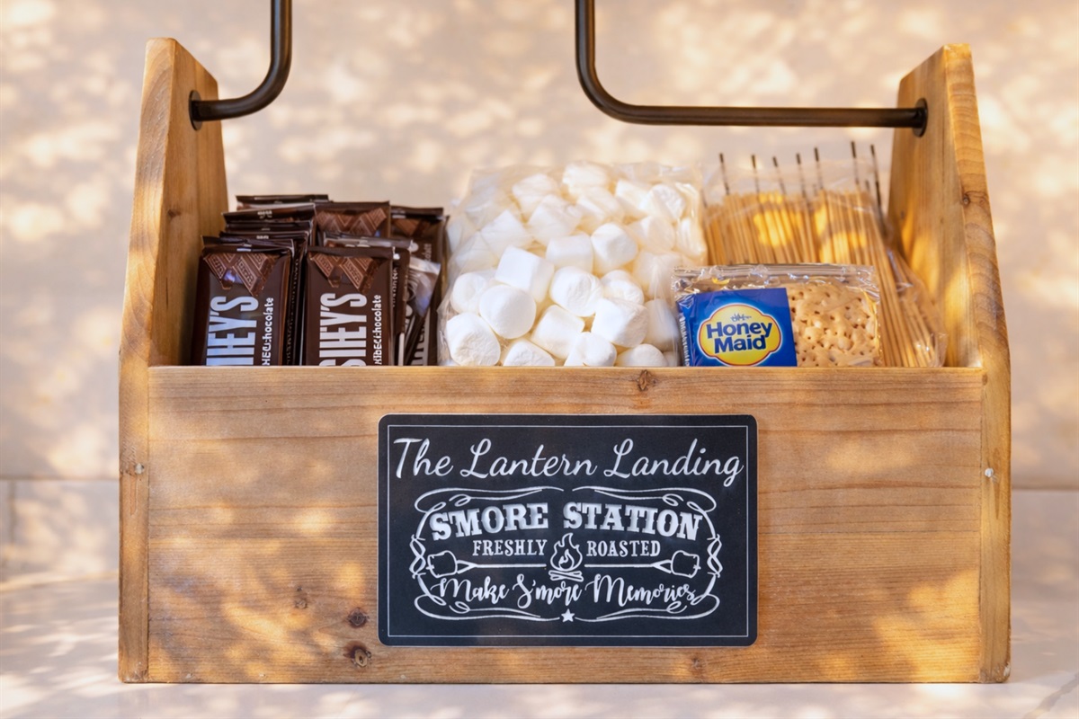 A S&rsquo;mores station adds a touch of fun, making it easy to enjoy sweet treats around the fire pit.