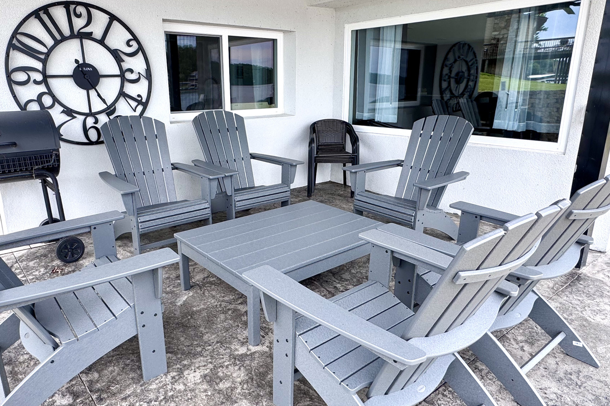 Outdoor seating under the covered patio