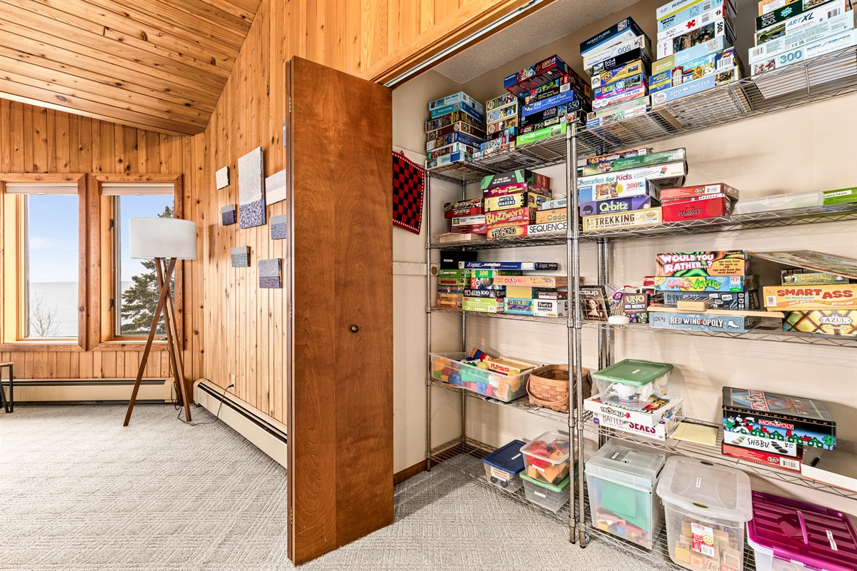 We love games and puzzles! Our upstairs closet is packed with our favorite games, kids toys and puzzles. 