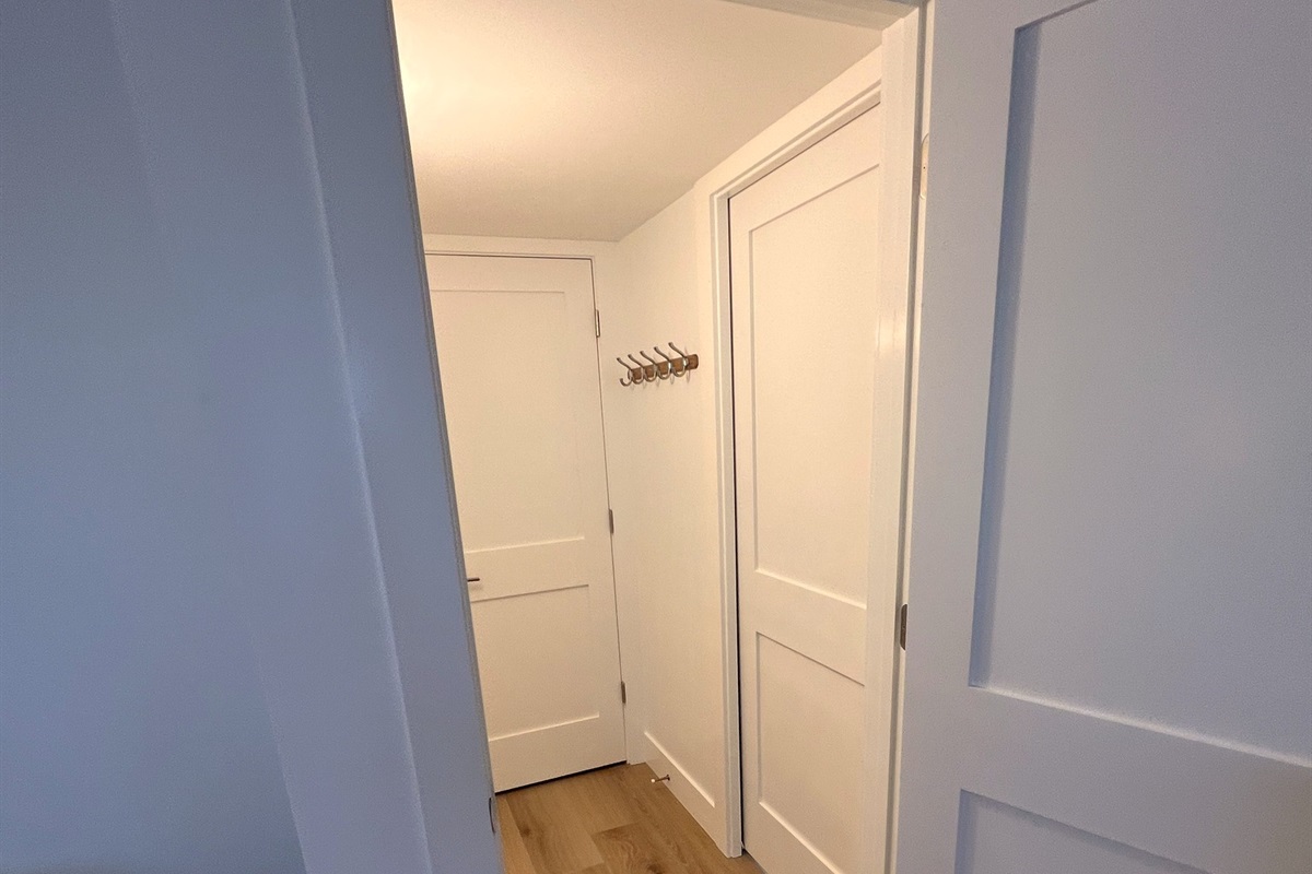 Privacy door for guest bedroom suite with private bath