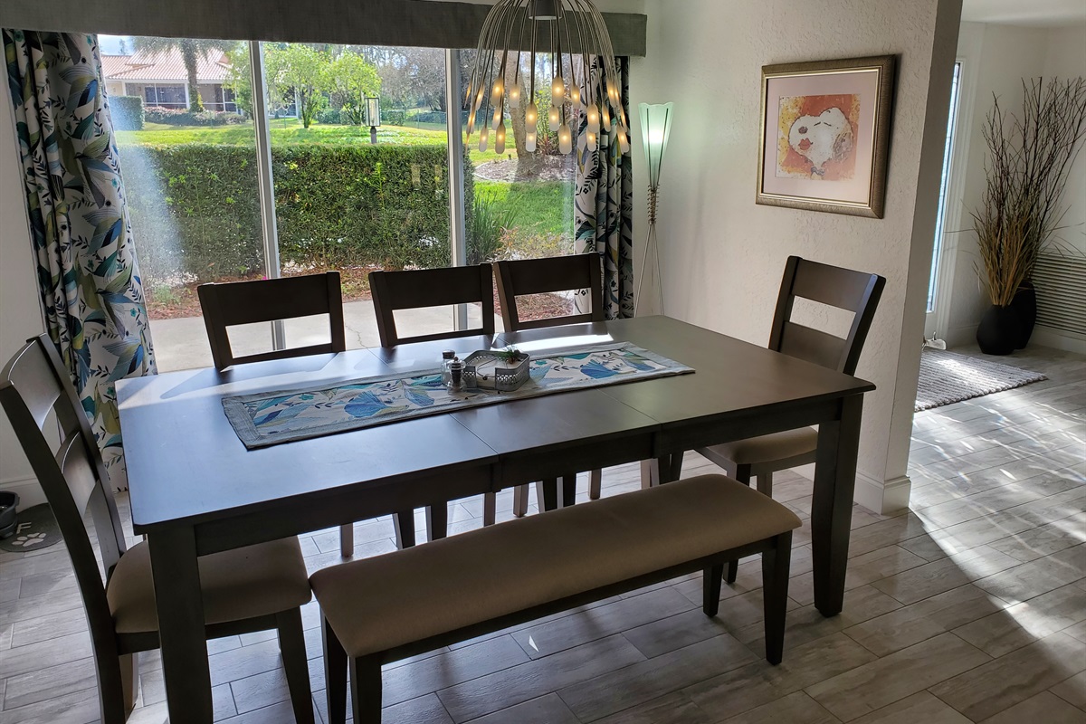 Dining room table with a front view