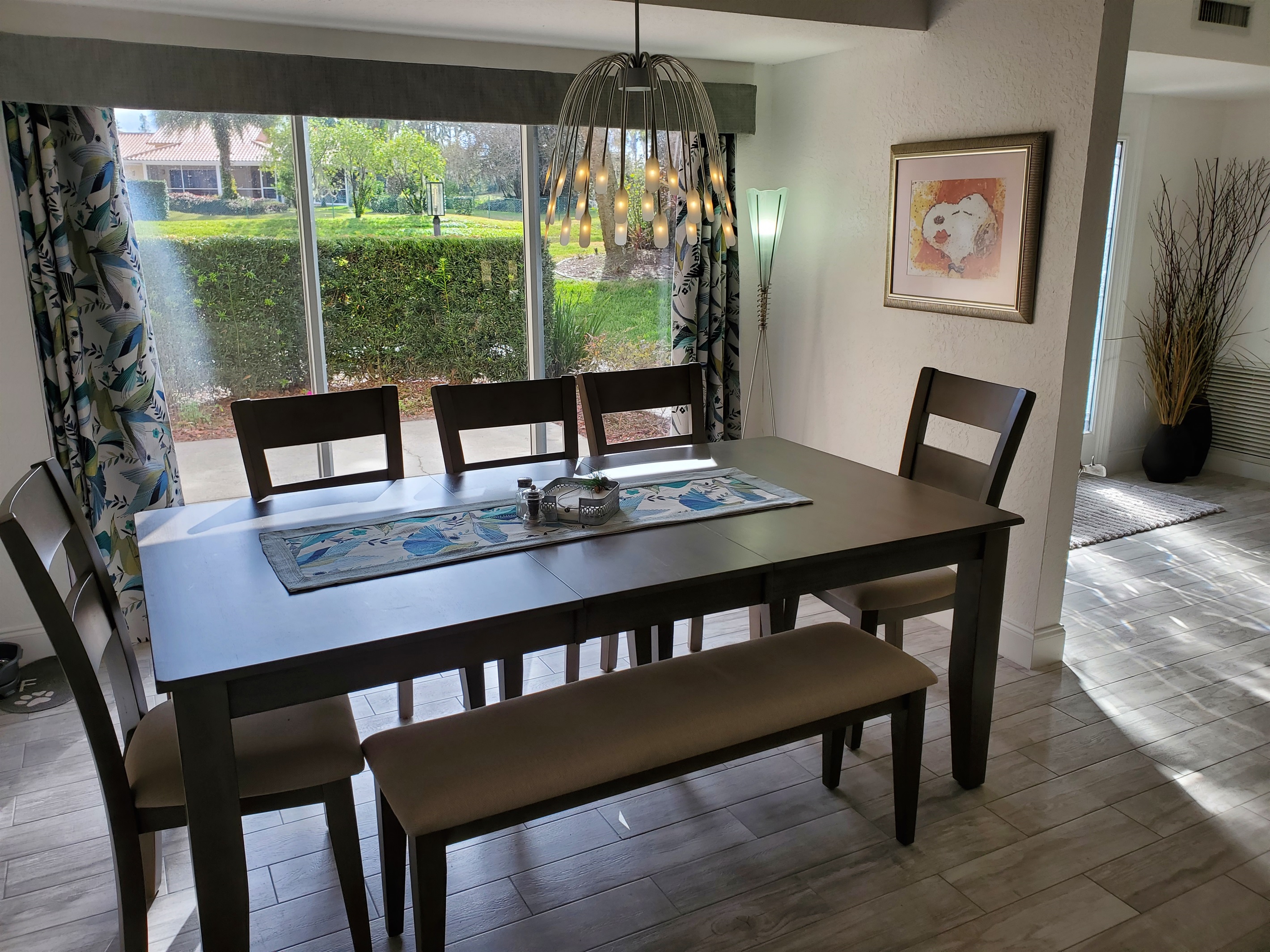 Dining room table with a front view