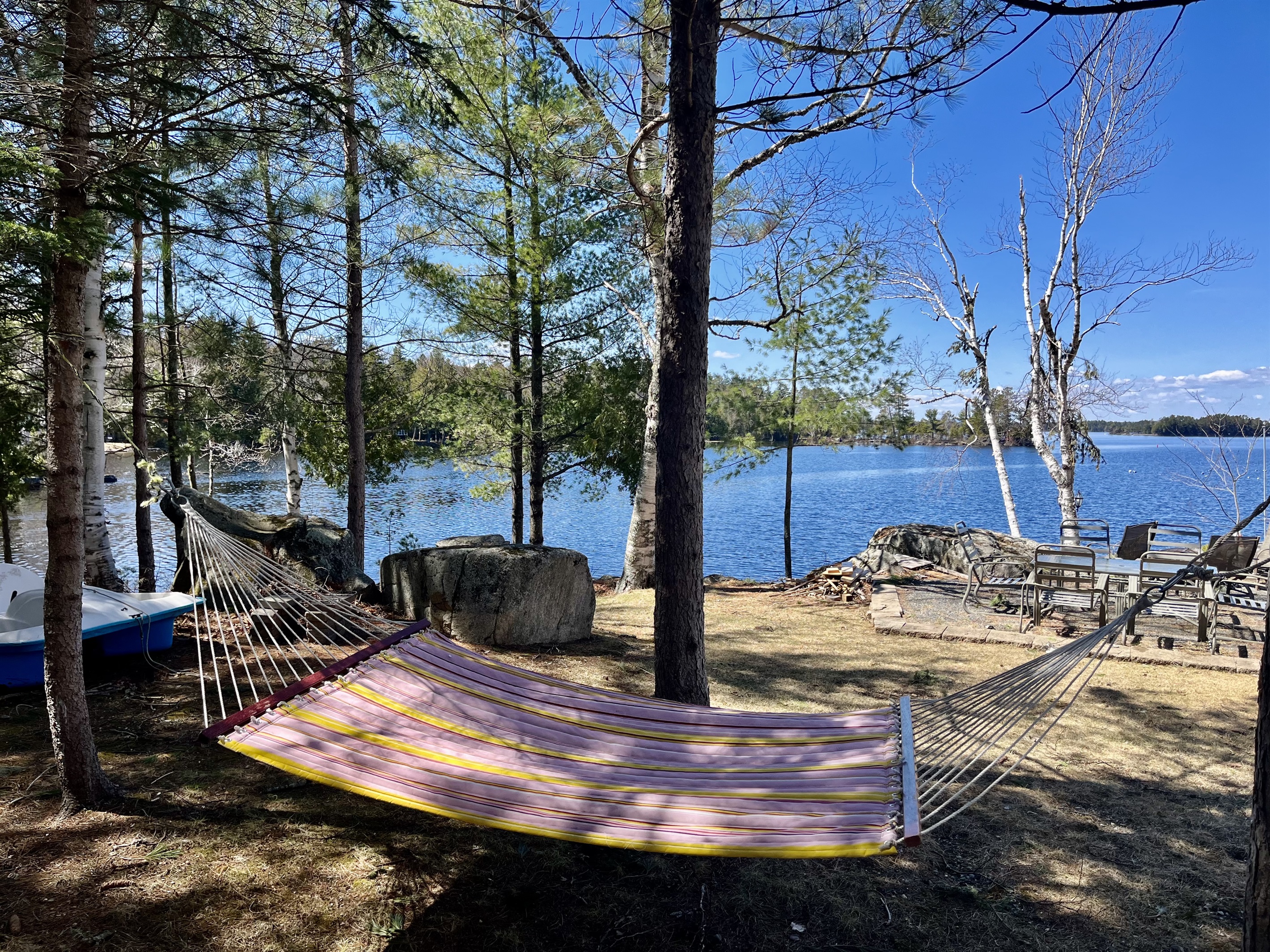 Relax on the hammock with some amazing lake views.