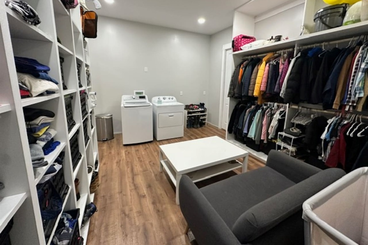 Giant washing machine tub. To be installed soon: laundry room sink and cabinets.