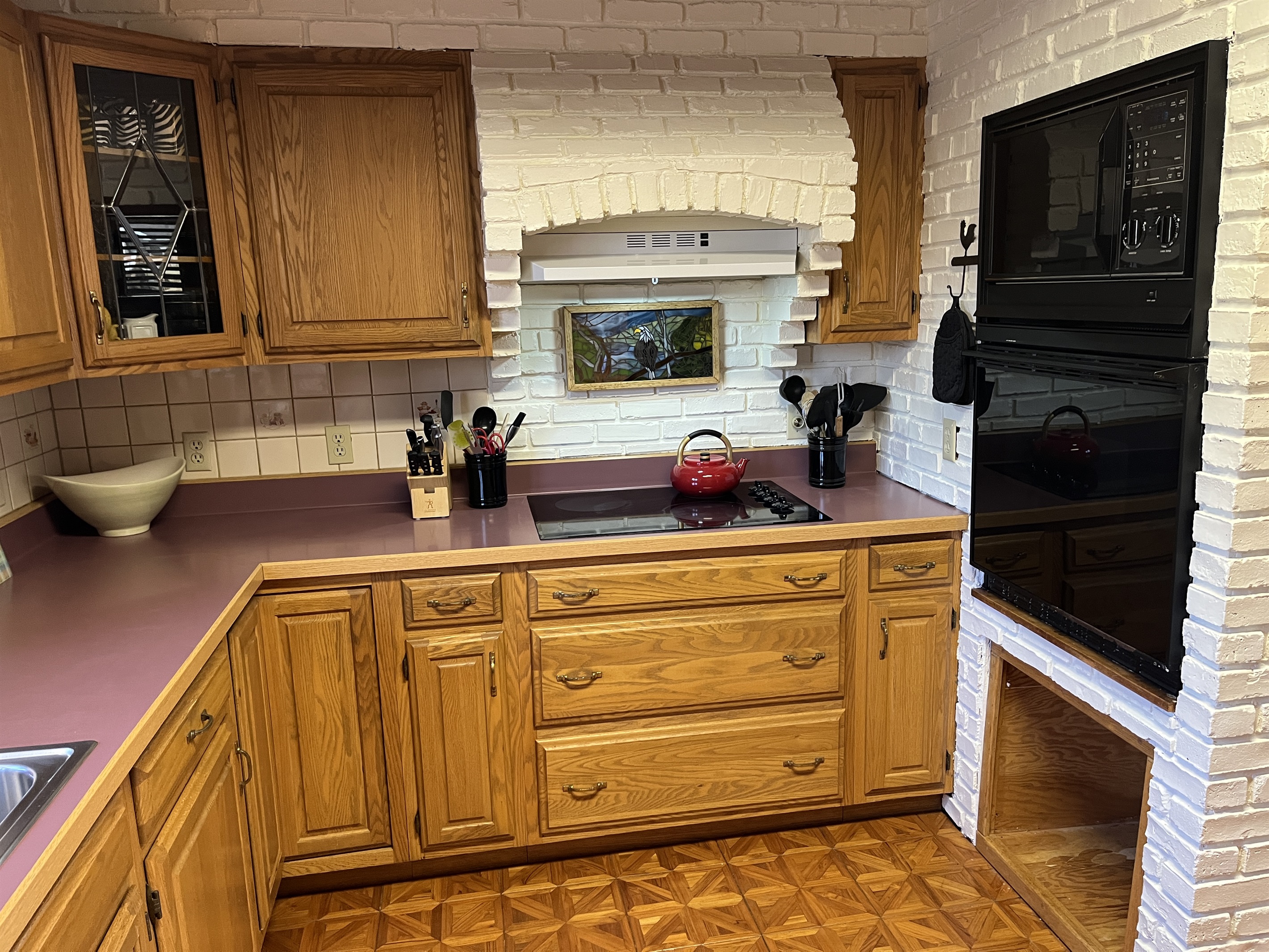 Camp Havon fully equipped kitchen with cooktop and wall oven and built in microwave.