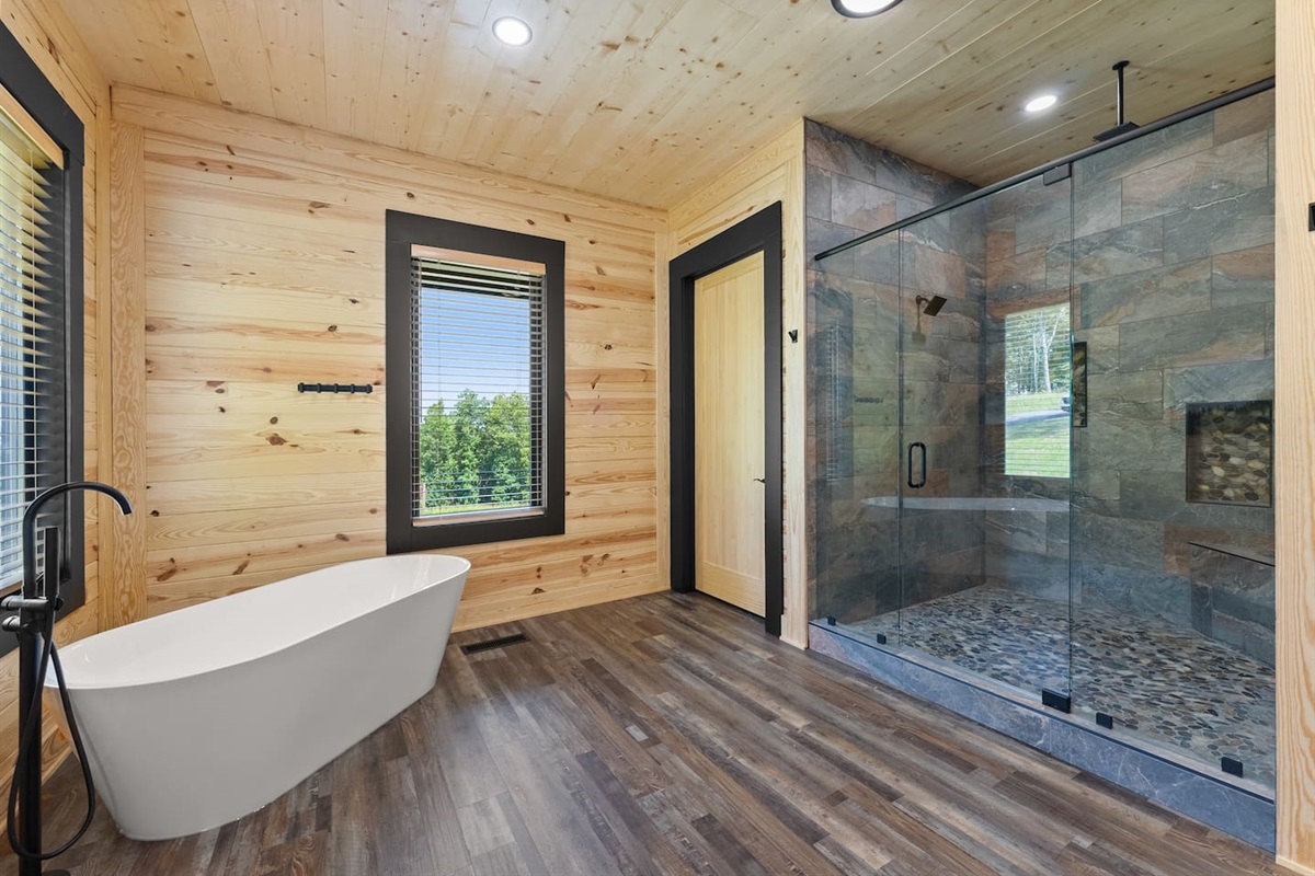 Natural light and outdoor scenery make this bathroom a refreshing escape every time you step in.