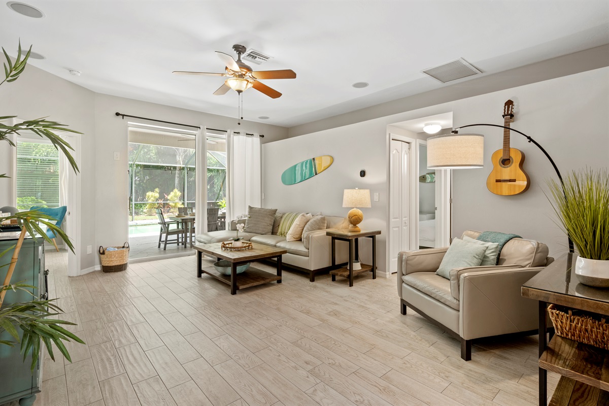 All-new furnishings, Italian sectional, and a 70" Samsung 4K TV for ultimate comfort