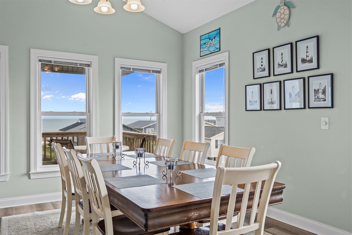 Dining table with seating for 8