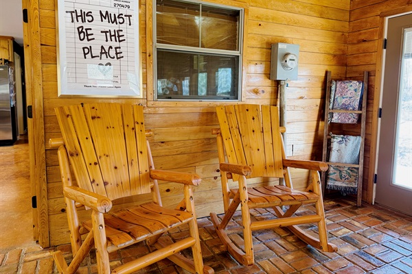 We leave the rocking chairs inside for now but guest like to move them outside for an authentic southern experience 